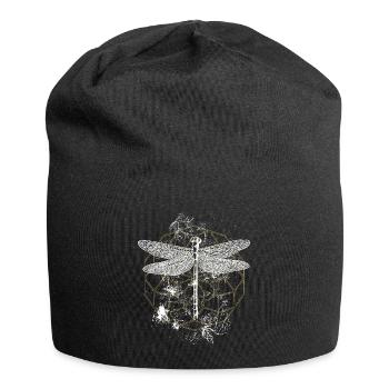 Libelle Ornament Weiss Gold - Jersey-Beanie - Schwarz - Vorne