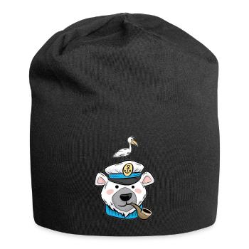 Eisbär Eis Bär Pfeife Möve Kapitän Cartoon Comic - Jersey-Beanie - Schwarz - Vorne