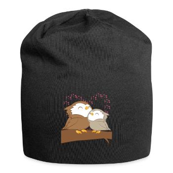 Hibou - hibou - hibou - hibou - famille - câlins - Bonnet en jersey - noir - Devant