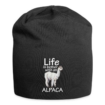 Alpaca-Shirt - Jersey-Beanie - Schwarz - Vorne