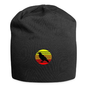 Crow raven vintage retro sun - Jersey Beanie - black - Front