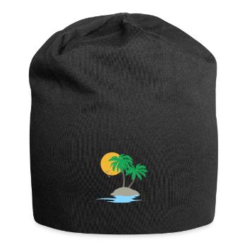 small island gift holiday travel palm beach - Jersey Beanie - black - Front