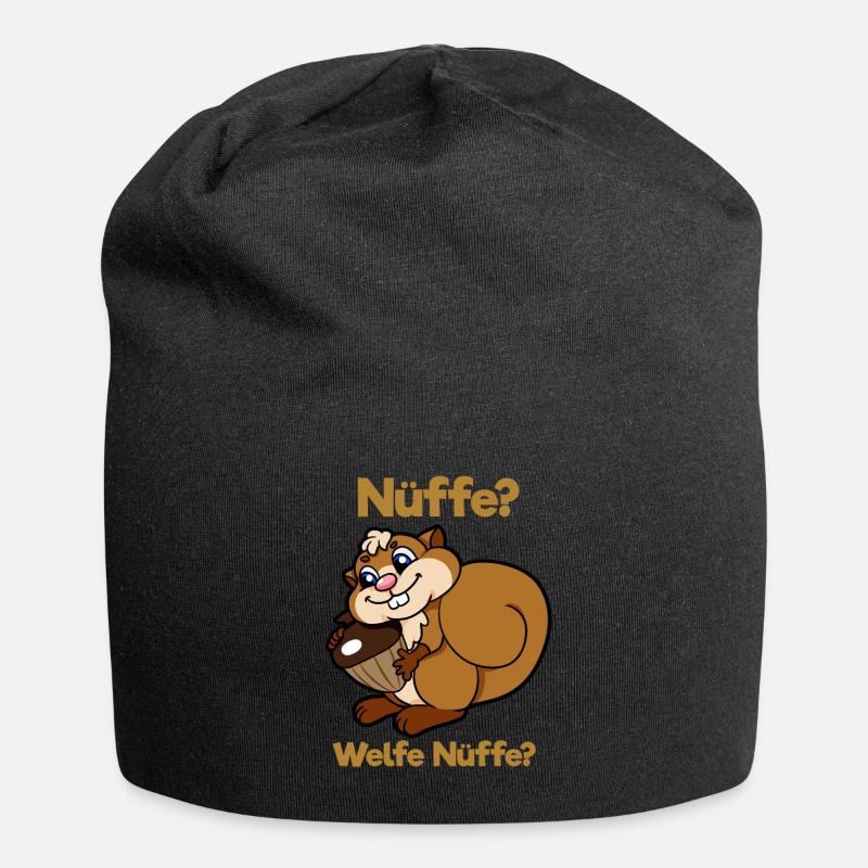 Eichhörnchen Nüsse Haselnuss Nuß Nüße Welfe Nüffe - Jersey-Beanie - Schwarz