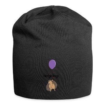 Hedge hugs hedgehog love embrace cuddle balloon - Jersey Beanie - black - Front