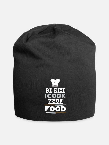 Sois gentil je cuisine ton cadeau de chef - Bonnet en jersey - noir