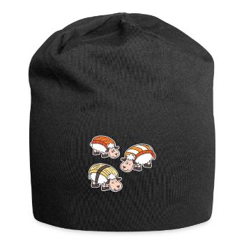 Sushi Schaf Schäfer Hirte Japan Lustig Geschenk - Jersey-Beanie - Schwarz - Vorne