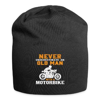 Alter Mann mit Motorrad - Jersey-Beanie - Schwarz - Vorne
