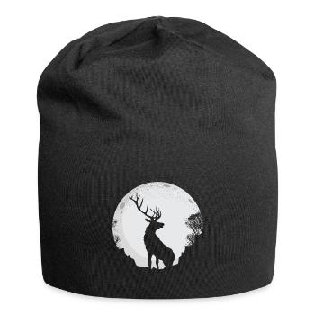 Cerf lune nuit forêt paix calme - Bonnet en jersey - noir - Devant