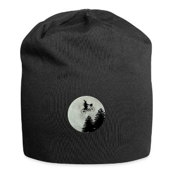 Vélo avec cadeau drôle Halloween de sorcière lune - Bonnet en jersey - noir - Devant