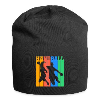Handball Throw Jump Retro Gift - Jersey Beanie - black - Front