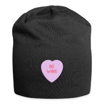 Be Wine Conversation Candy Heart for Galentines - Jersey Beanie - black - Front