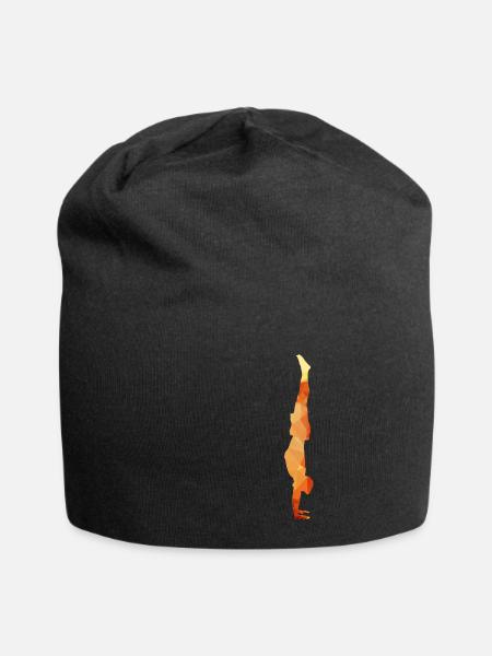 Yoga Handstand Polygon Gold - Jersey Beanie - black