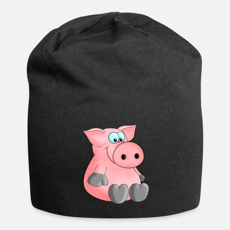 Herziges Ferkelchen - Jersey-Beanie - Schwarz