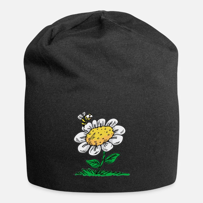 Gänseblümchen Biene Margerite Maßliebchen - Jersey-Beanie - Schwarz