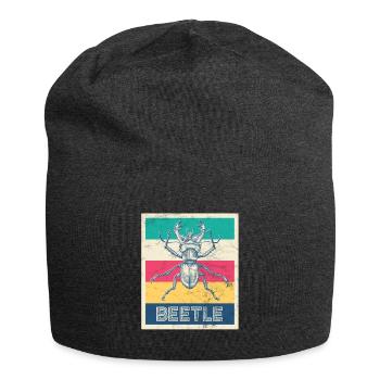Retro Hirschkäfer "Beetle" - Jersey-Beanie - Anthrazit - Vorne