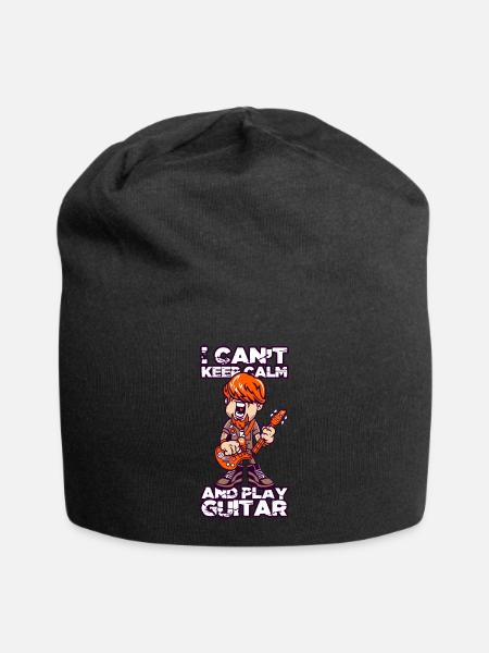 I Can not Keep Calm and Play Guitar Music Gift - Jersey Beanie - black