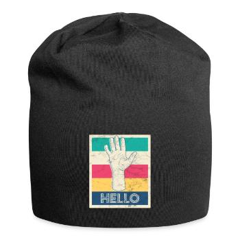 Affiche rétro "Bonjour!" - Bonnet en jersey - noir - Devant