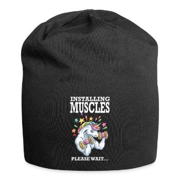 Installing Muscles Rainbow Einhorn Geschenk - Jersey-Beanie - Schwarz - Vorne