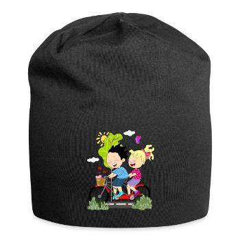 Chemise cadeau couple vélo - Bonnet en jersey - noir - Devant