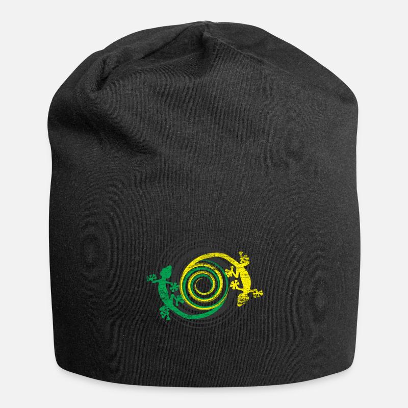 Gecko Kriechtiere - Jersey-Beanie - Schwarz