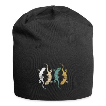 Geckos Reptilen - Jersey-Beanie - Schwarz - Vorne