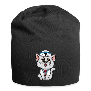 Sailor Cat Kitten Sailor Skipper Captain - Jersey Beanie - black - Front