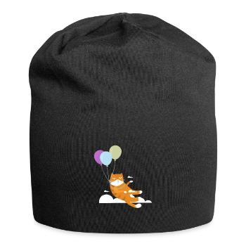 Drôle chat Chat Miau Vol Avec Ballon - Bonnet en jersey - noir - Devant
