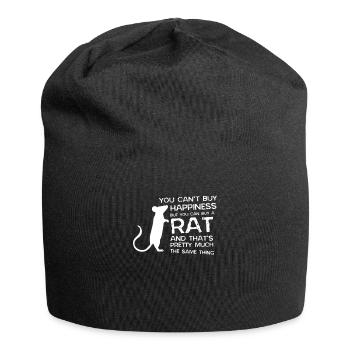 You Can´t Buy Happiness Rat Ratte Maus Nagetier - Jersey-Beanie - Schwarz - Vorne