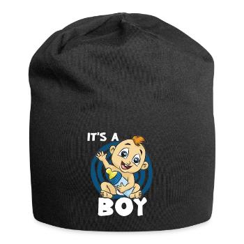 IT S A BOY Bébé Garçon Fils Fiole Naissance Enfant - Bonnet en jersey - noir - Devant