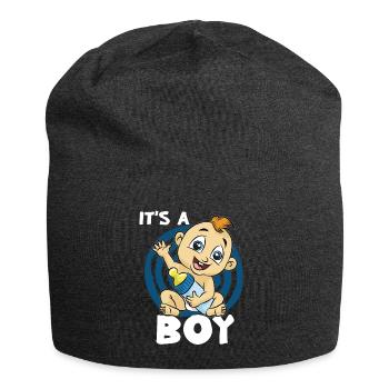 IT S A BOY Bébé Garçon Fils Fiole Naissance Enfant - Bonnet en jersey - charbon - Devant