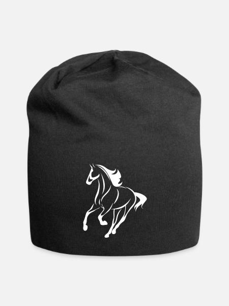 Abbildung Pferd Weiß - Jersey-Beanie - Schwarz