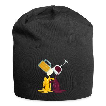 Bière et vin en boxe - Bonnet en jersey - noir - Devant