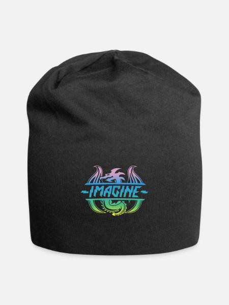 Imagine Fantasy Dragon Tattoo Style Design - Jersey-Beanie - Schwarz