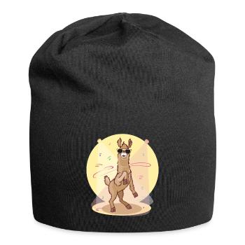 Dabbing Lama - dancing cool llama - Jersey Beanie - black - Front