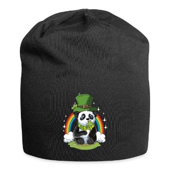 Panda Bear St Patricks Day cadeau bière arc-en-ciel - Bonnet en jersey - noir - Devant