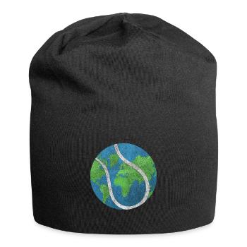 Ball Erde Aufschlag Sport Tennis is life Geschenk - Jersey-Beanie - Schwarz - Vorne