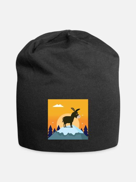 Esel auf Gipfel - Jersey-Beanie - Schwarz
