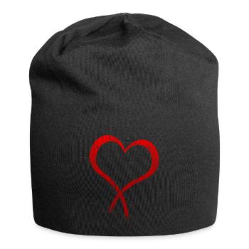 Red Heart Ribbon Valentines Day - Jersey Beanie - black - Front