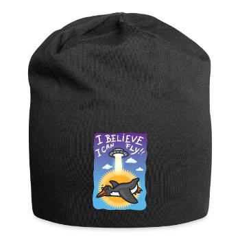 I Believe I Can Fly Penguin Alien UFO - Jersey Beanie - black - Front