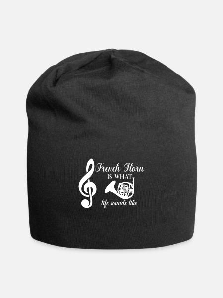 Waldhorn - French Horn - Hornist - Notenschlüssel - Jersey-Beanie - Schwarz