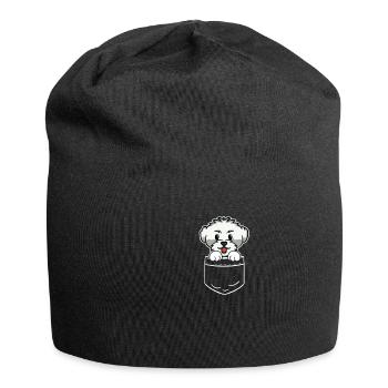 Malteser Hund Pocket Tasche Geschenk - Jersey-Beanie - Schwarz - Vorne