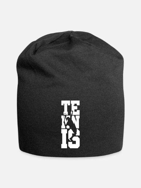 Text Spruch Tennis Aufschlag Geschenk - Jersey-Beanie - Schwarz