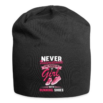Gift for runner A Girl with Running Shoes - Jersey Beanie - black - Front