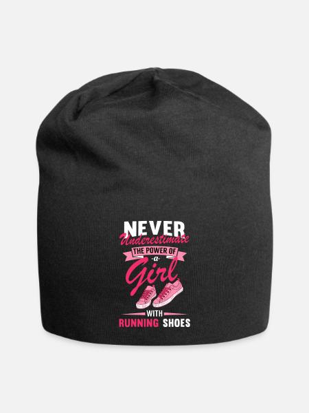 Gift for runner A Girl with Running Shoes - Jersey Beanie - black