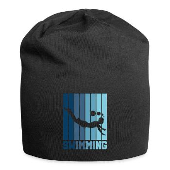 Schwimmen Schwimmer Tauchen Retro Geschenk - Jersey-Beanie - Schwarz - Vorne