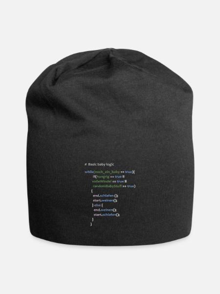 Baby Logik Werdender Vater Informatiker Geschenk - Jersey-Beanie - Schwarz