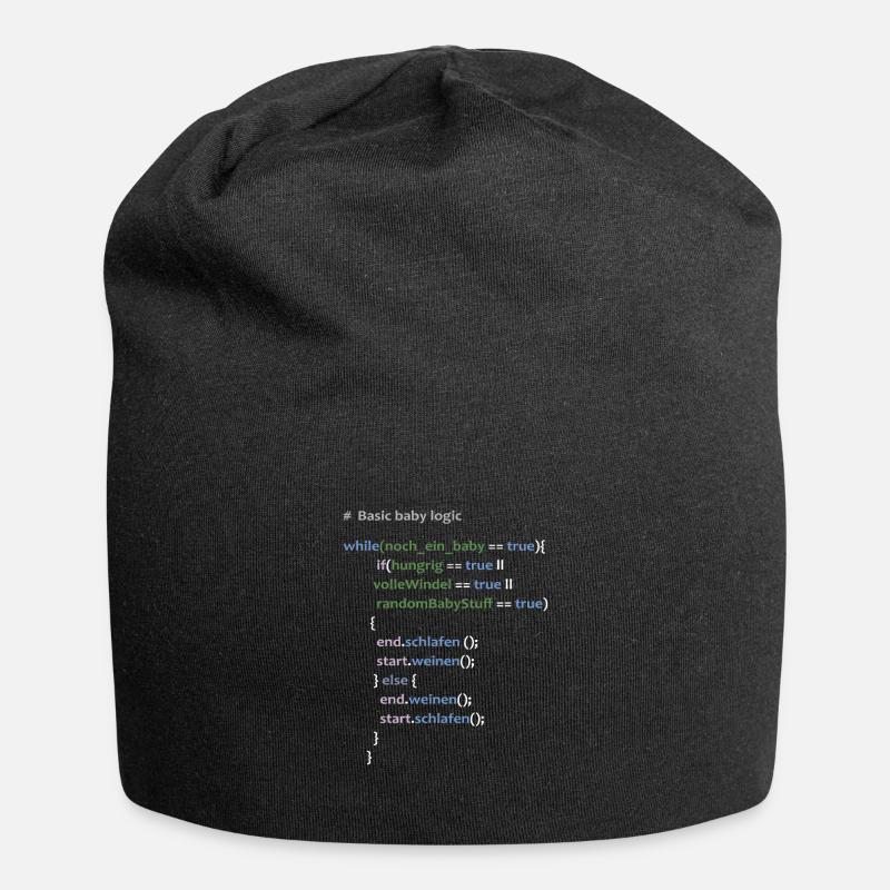 Baby Logik Werdender Vater Informatiker Geschenk - Jersey-Beanie - Schwarz