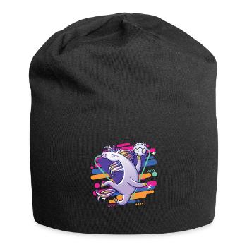 lustiger cooler handballspielende einhorn - Jersey-Beanie - Schwarz - Vorne