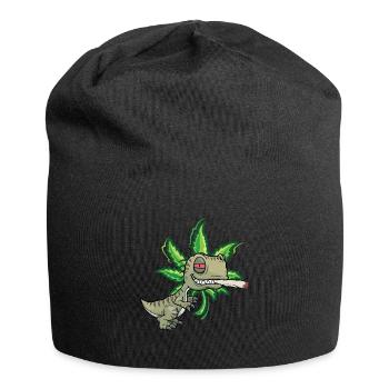 cool funny cannabis thc stoner dino - Jersey Beanie - black - Front