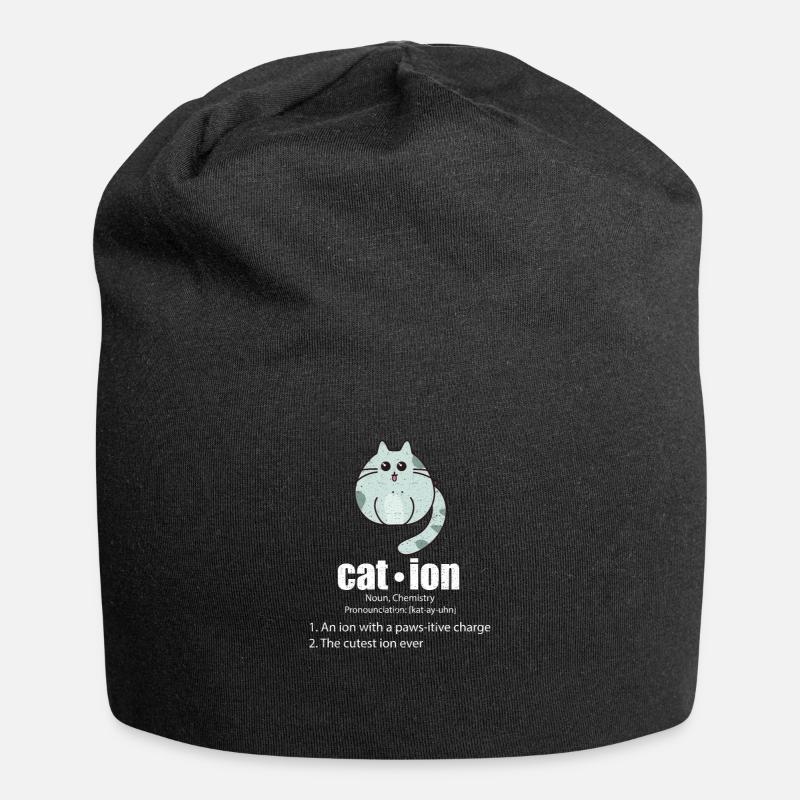Cation Cat Science Pun Chemistry Nerd Geek - Jersey Beanie - black